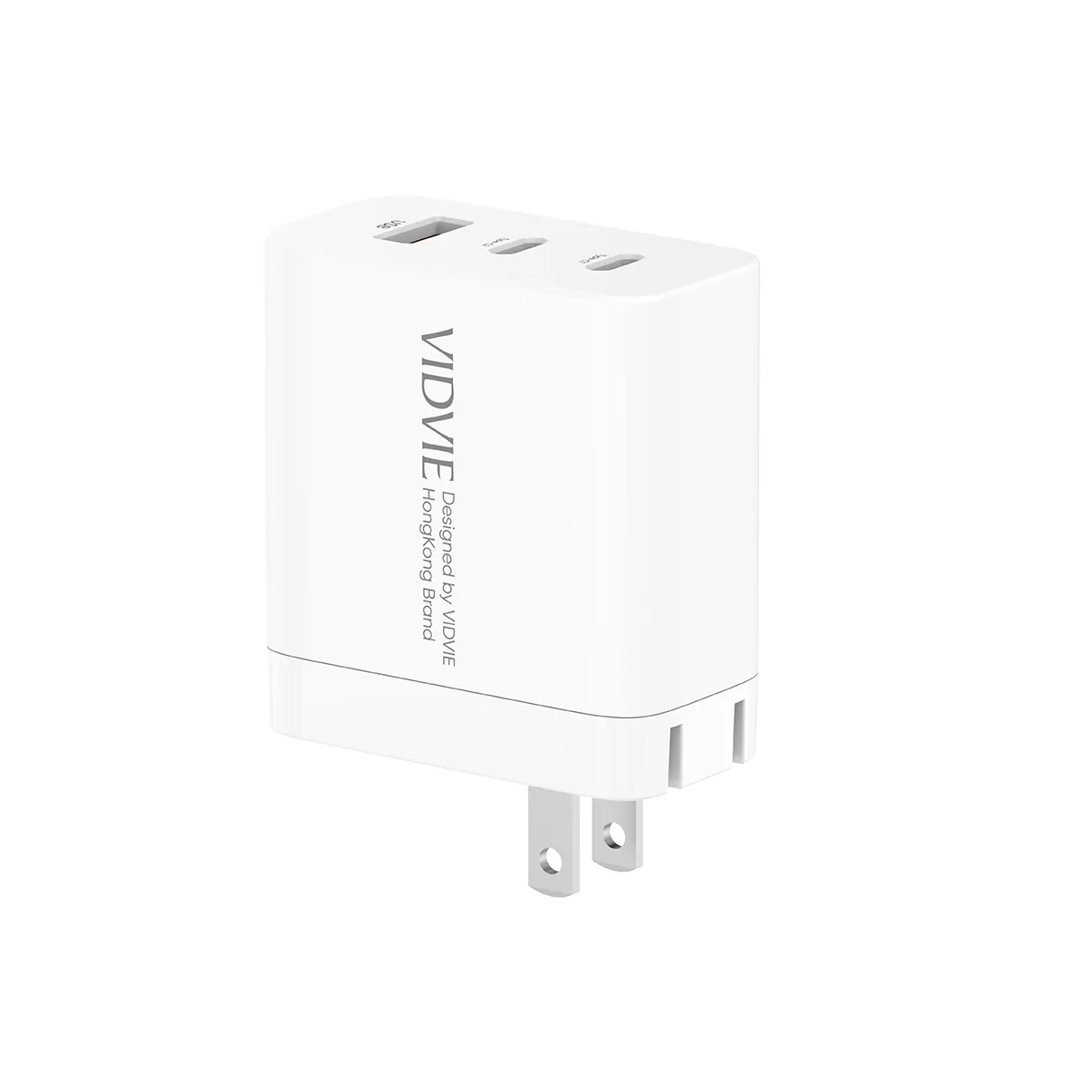 VIDVIE 65W Wall Charger  PLM362  Dual Type-C & USB GaN Fast Charger