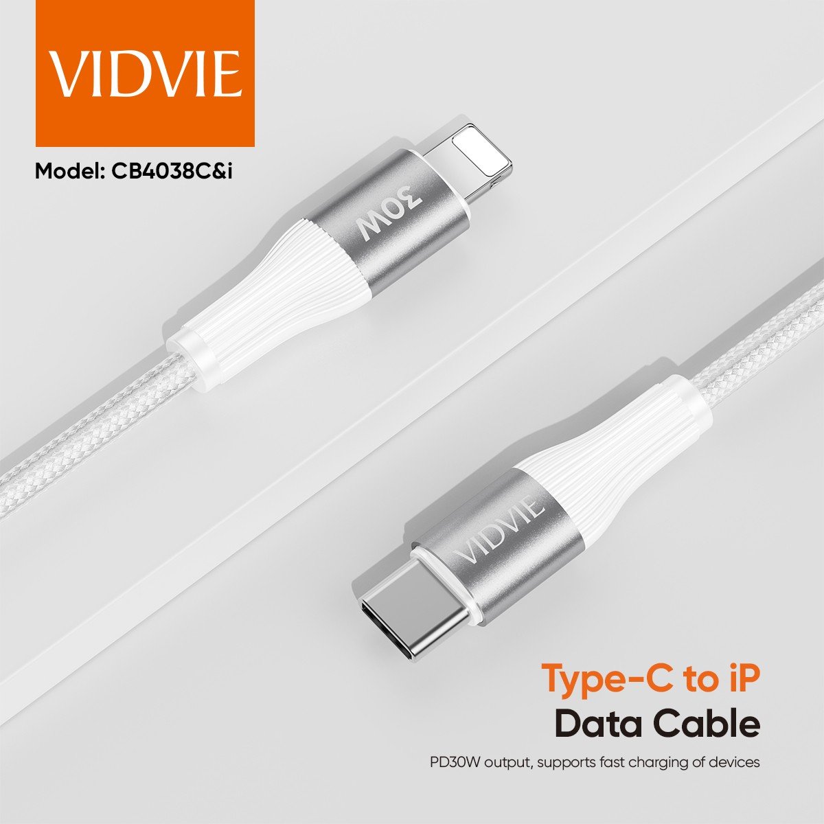 VIDVIE Cable 30W Type-C to IP Data Cable (White)