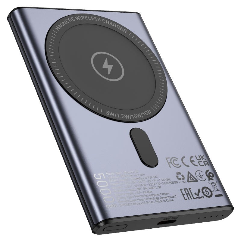 Power bank “Q32 Bird” PD20W wireless charging 5000mAh (Metal Grey)